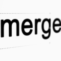 Bold text of "merge" highlighting collaboration in plumbing and heating services by Carmine's Plumbing.