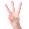 Human hand displaying number four on a plain white background for Carmine's Plumbing, Heating & Air Conditioning services.